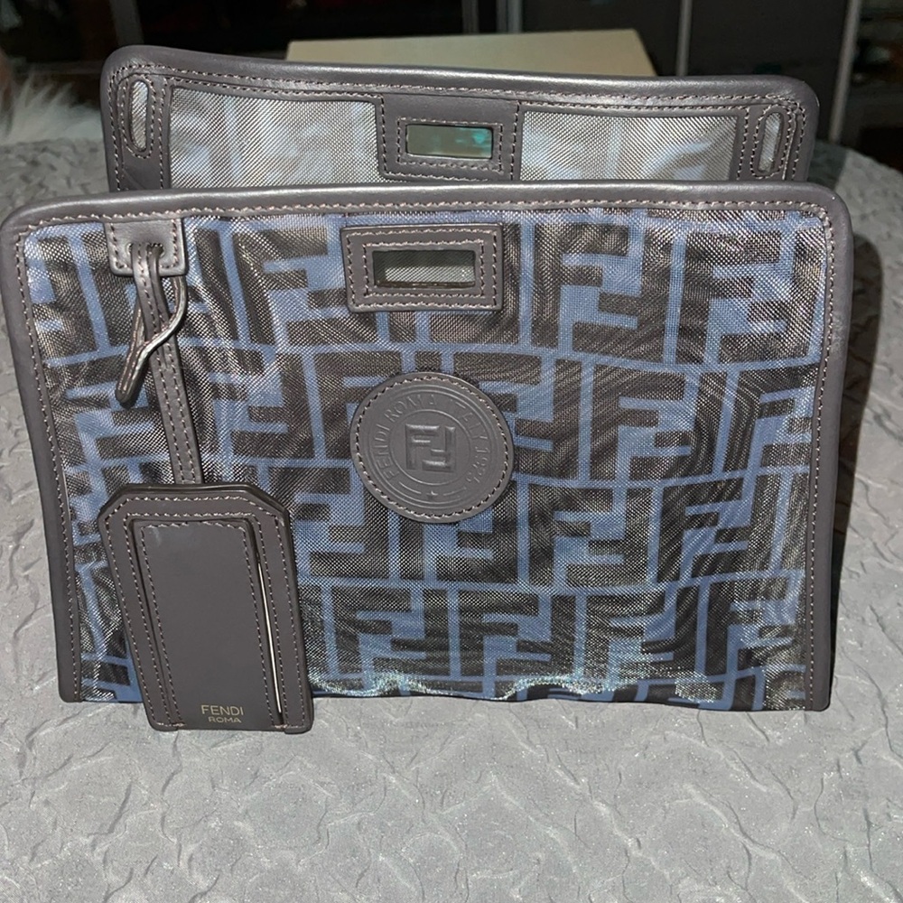 Preloved Fendi peekaboo defender Zucca coated canvas. Size 10”W X 7 1/2”H .